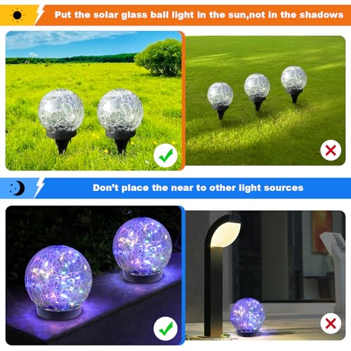 MLKNK Solar Globe Lights Outdoor Waterproof-Solar Balls-Solar Garden Lights-Orbs for Outside 8 Pack Cracked Glass Ball for Lawn Patio Yard Backyard Decorations - color: Multicolor, size: 8 globes