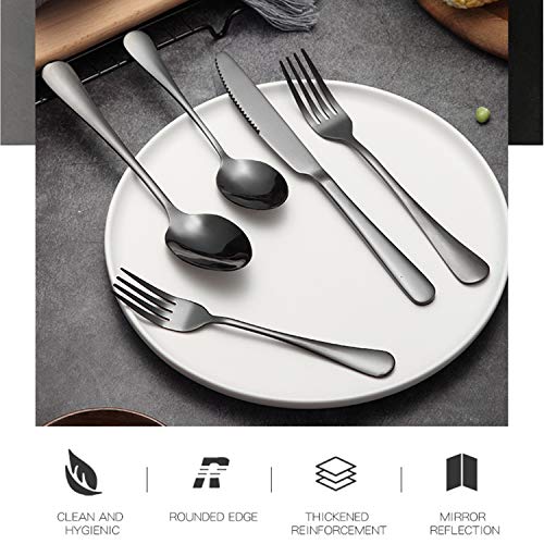 Reusable Utensils Set, Stainless Steel Healthy Travel Cutlery Set Ideal for Home Restaurant Lunch Box Camping (Black 5 PCs) - color: Black - 5 PCs