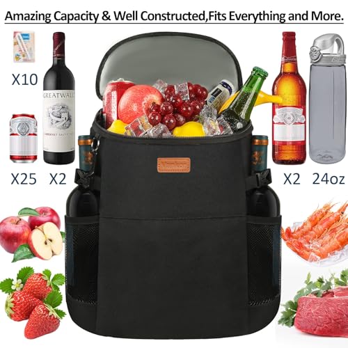 Camping Cooler Backpack 30 45 Cans, Soft Backpack Coolers Insulated Leak Proof Travel Cooler Bag Waterproof Lunch Picnic Beach Work Trip Thermal Bag Drink Beverage Beer Bag Cooler - color: Black, size: 45 Cans