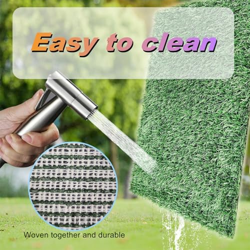 Dog Grass Pad with Tray - 35"X22.6" Indoor/Outdoor Artificial Turf Potty Training Mat for Large Dogs, Portable Dog Litter Box for Balcony/Patio, Washable Reusable Pee Pad and Fake Grass for Dogs - size: 35"×22.6"