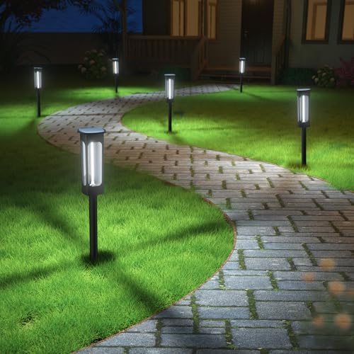 VOLISUN Solar Pathway Lights,6 Pack LED Solar Lights Outdoor Waterproof, Landscape Lighting,Cool White Color Solar Path Lights,Landscape Lights,Solar Garden Lights for Yard Lawn Driveway Walkway - color: Cool White, size: 6 PACK