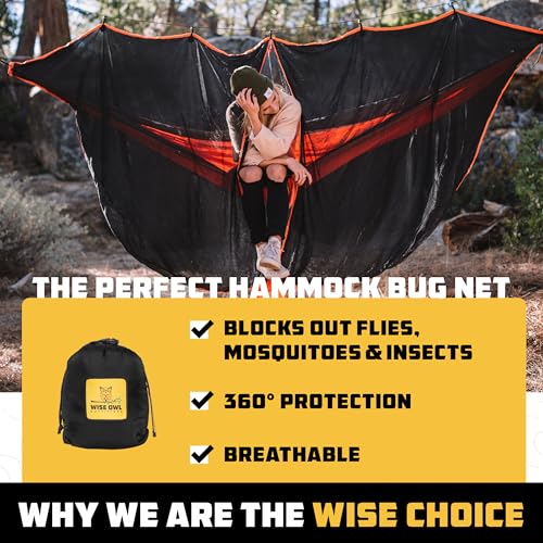 Wise Owl Outfitters Hammock Bug Net – Mosquito Net for Hammock, Lightweight Bug Netting for Camping, Hiking, Backpacking, Forest & Outdoor Use - color: Orange