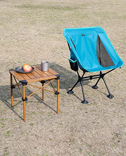 iClimb Lightweight Stable Alu. Folding Square Table Roll Up Top with Carry Bag for Camping Picnic Backyards BBQ Camp Kitchen (Nature, S) - color: Nature, size: Small