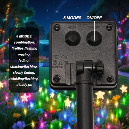ANGMLN Solar Fairy String Lights Outside, 10 Strand 200 LEDs 8 Modes Watering Can Light for Outdoor（No Can）, Firefly Bunch Lights Waterproof Solar Powered Waterfall Lights for Garden Decor - style: Waterfall String Lights multi-color