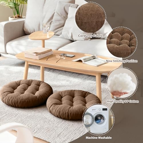 Tiita Outdoor Cushions Square Floor Pillow Thicken Tufted Seat Pad Large Floor Cushion for Yoga Meditation Living Room - color: Round|coffee, size: 1 Count (Pack of 1)