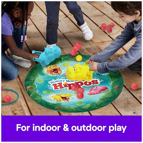 Spin Master Games, Hungry Hungry Hippos Giant Edition, Family Game for Indoor & Outdoor Play with Oversized Board, Preschool Activity, Screenless Activity for Kids, 2-4 Players, Ages 4 & Up - style: Hungry Hungry Hippos