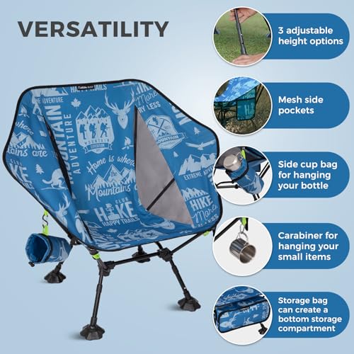 ATEPA UFO3.0 Ultralight Backpacking Chair, 330 lbs Heavy-Duty Aerospace Aluminum Folding Camp Chair with Hexagon Ergonomic Seat Anti-Sink Feet, Compact Portable Outdoor Gear for Hiking Fishing, Blue - color: Blue Trail Pro- 1 Pack
