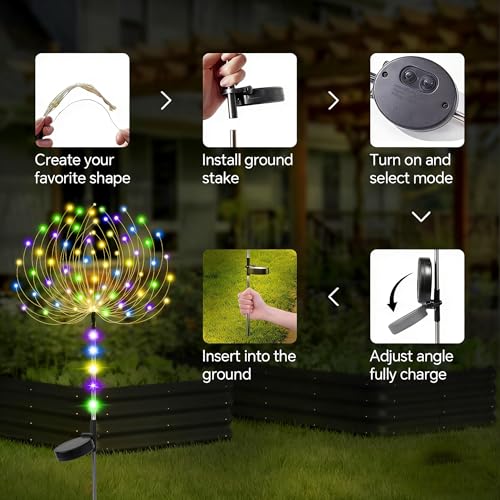 Garden Decor Solar Lights Outdoor,155LED 8 lighting modes pole light Waterproof Colorful Solar Garden Lights for Christmas, Halloween Decoration,Yard, Patio, Porch,Flower Pot,Pathway (2Pack) - color: Multicolor