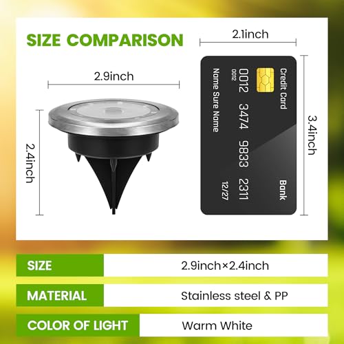 PATIOWIN Mini Solar Ground Lights, 16 Pack Solar Powered Pathway Lights, Waterproof Outdoor Light for Garden, Driveway, Walkway, Backyard, Patio (Warm White) - color: Warm White, size: 16 PACK