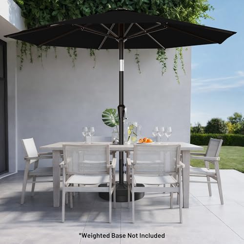 AreShark 10 FT Outdoor Patio Umbrella, Patio Table Umbrella with Push Button Tilt and Crank, Outdoor Patio Umbrellas with 8 Fiberglass Ribs, Patio Umbrellas for Market, Garden, Pool (Black) - color: Black