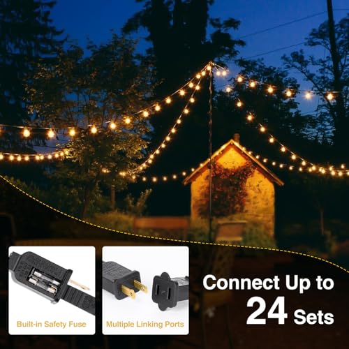 ZJOJO 200FT Outdoor String Lights, G40 Globe Outdoor Lights with 100 Shatterproof LED Bulbs 2700K, IP65 Waterproof Patio Light String Lights for Outside Backyard Porch Party - size: 200FT-100