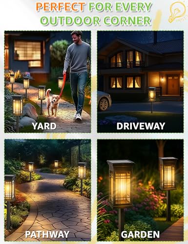 8 Pack Solar Lights Outdoor Waterproof, Bright Solar Pathway Lights with Auto On/Off, Weatherproof Garden Landscape Lighting for Yard Patio Walkway Lawn Decor - size: 8 Pack
