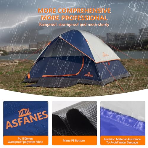 ASFANES Sundome Camping Tent with Rainfly, 2/4/6/10 Person Tent Sets Up in 10 Mins, Weatherproof Shelter for Camping, Festivals, Backyard, Sleepovers, & More - color: Navy Blue(2 People), size: 2 People