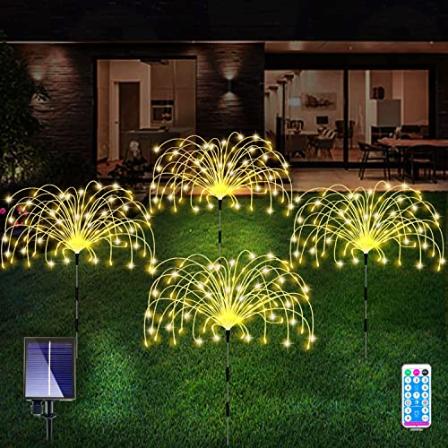 Solar Garden Lights 4-Pack Waterproof Decorative Pathway Firefly Lights for Courtyard & Garden Party Warm White - color: Warm White