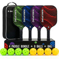 Complete Pickleball Set of 4 with Bag, Pickle Ball Paddle Set of 4, Designed in The USA, Pickleball Racket for Adults Comfort Grip, Indoor Outdoor Pickle Ball Kit, Pickleball Paddles 4 Pack - style: Abstract Lines