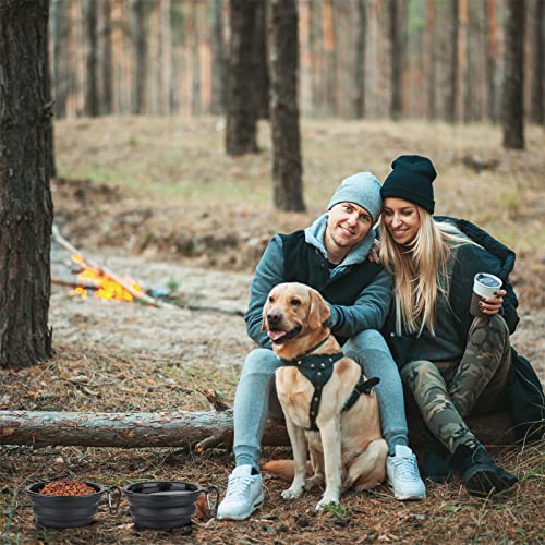 Dog Bowl Pet Collapsible Bowls, 2 Pack Collapsible Dog Water Bowls for Cats Dogs, Portable Pet Feeding Watering Dish for Walking Parking Traveling with 2 Carabiners (Small, Black+Black) - color: Black+Black, size: Small
