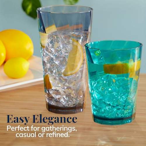 US Acrylic Optix Plastic Reusable Drinking Glasses (Set of 16) 14oz Rocks & 20oz Water Cups in Coastal Colors | BPA-Free Tumblers, Made in USA | Top-Rack Dishwasher Safe - style: 14-ounce/20-ounce