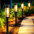 Mancra Solar Pathway Lights, 8 Pack LED Solar Lights Outdoor Waterproof, Glass Metal Garden Lighting for Yard Path Landscape Lawn Walkway Driveway, 3000K - color: Black