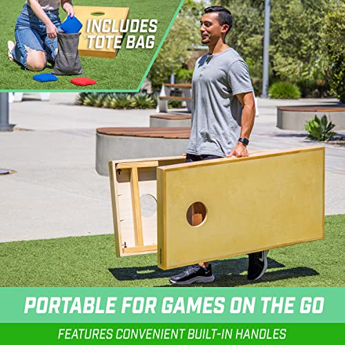 GoSports Premium 4 ft x 2 ft Regulation Competition-Ready Cornhole Board Set - Thick Wooden Board with Stop and Slide Bags - Complete Set for Yard Games, Backyard Outdoor Party Events - style: Natural