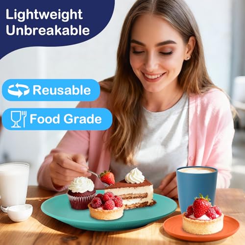 Wheat Straw Dinnerware Set 40 PCS - Service for 8 | Plates and Bowls Sets | Unbreakable Dishes Set - Dinner Plates, Dessert Plate, Cereal Bowls, Drinking Glasses, Dishwasher Safe - Multi - color: Multicolor, size: 40 PCS