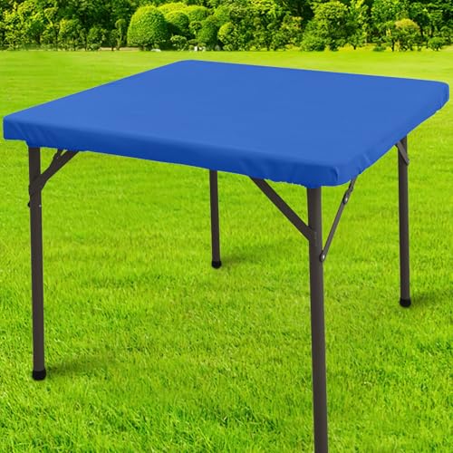 homing Square Table Cloth Cover, Waterproof Polyester Elastic Fitted Tablecloth, Washable Table Protector for Picnic, Camping, Outdoor (Blue, 34" x 34") - color: Blue, size: 34" x 34" (Square)