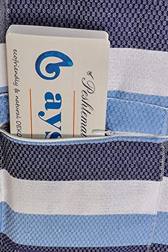 Turkish Beach Towel Extra-Thick & Oversized w/Pocket 100% OekoTex Cotton Blanket (38x75) ShoreSecrets-Warm! Collection | Made in Turkiye - color: Aqua Warm