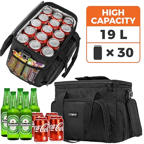 OPUX Soft Cooler Bag, Insulated Collapsible Lunch Cooler Tote for Men Work Camping Beach Travel, Portable Soft Sided Leakproof Waterproof Large Lunch Bag Box with Shoulder Strap 30 Cans, Black - color: Black, size: 30 Cans