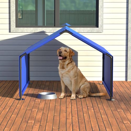 Portable Dog Shade Shelter, Water Resistant Pet Tent with UV Protection for Outdoor, Garden, Patio, Backyard Use (Blue) - color: Blue