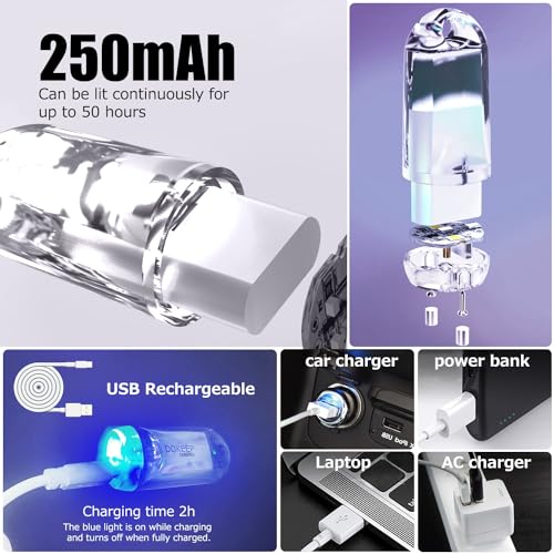 USB Mini LED Lantern, 2 Pack Waterproof EDC Keychain LED Flashlight for Camping, Type-C Rechargeable Battery Small Stick Lamp Puck Dog Collar Torch Light (White Luminous+Red) - color: White Luminous+Red