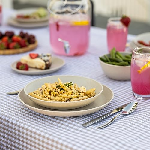 Grow Forward Premium Wheat Straw Pasta Bowls - 30oz Unbreakable Wide & Shallow Dinner Plate Bowls Set of 6 - Microwave Safe Reusable Plastic Pasta Bowls for Kids, Adults, Salad, Camping, RV - Sahara - color: Sahara Beige, size: 30oz