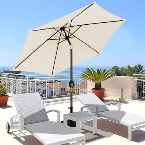Blissun 7.5 ft Patio Umbrella, Yard Umbrella, Outdoor Market Umbrella with Push Button Tilt Crank (Creamy White) - color: Light Beige