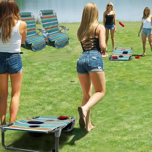 Backpack Beach Chair Aluminum 2 Pack with Folding Camping Table 5-Position Lay Flat Lounge Chair Outdoor for Adults with Insulated Cooler Bag and Cup Holder - color: Orange, size: 2 PACK