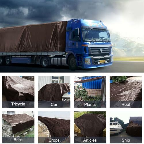 12' x 16' Tarps Heavy Duty Thick Waterproof, Poly Canopy Brown+Black Tent Shelter Cover, 18 Mil Tarpaulin Shade, Rip and Tear Proof, UV Resistant Tarpaulin with Grommets and Reinforced Edges - color: Brown+black, size: 12 x 16ft