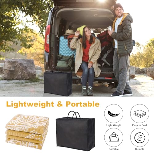 Yamaziot Waterproof Outdoor Rug 8x10 ft, Reversible Plastic Straw Rug for Patio Clearance, Camping, RV Mat, Large Outside Rug Carpet for Porch, Deck, Backyard, Balcony, Picnic, Yellow - color: Yellow, size: 8' x 10'