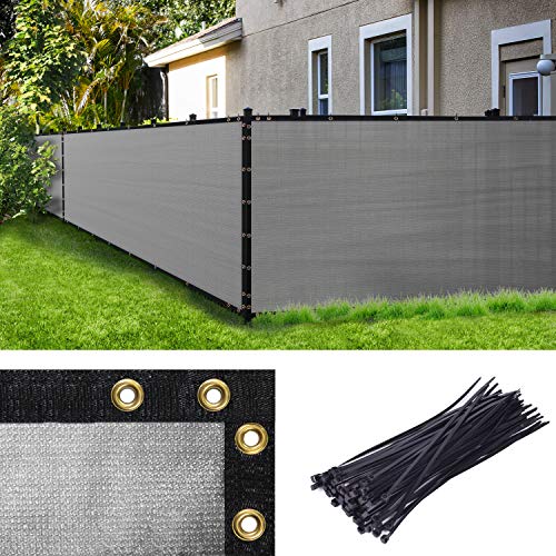 Amgo 4' x 10' Beige Fence Privacy Screen, Commercial Standard Heavy Duty Windscreen with Bindings & Grommets, 90% Blockage, Cable Zip Ties Included (We Make Custom Size) - color: Beige, size: 0 4' x 1 0'