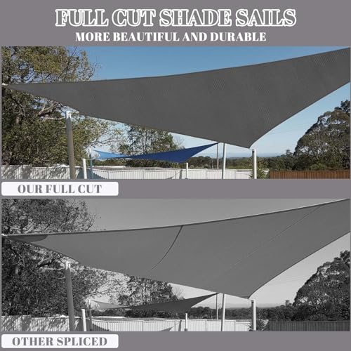 Cool Area Sun Shade Sail 10x10x14FT Triangle Shade Canopy Outdoor Shade Cover for Patio Backyard Deck Garden, Dark Grey