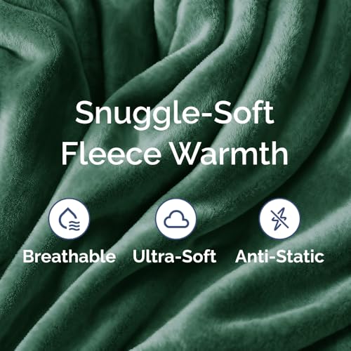 Ultra Soft Fleece Blanket Twin Size - Flannel Fleece Luxury Twin Blanket - Lightweight for Couch Bed Chair - Thick, Warm and Breathable - All Season Cozy Anti-Static Microplush Bedding, Forest Green - color: 12 - Forest Green, size: Twin (60" x 80")