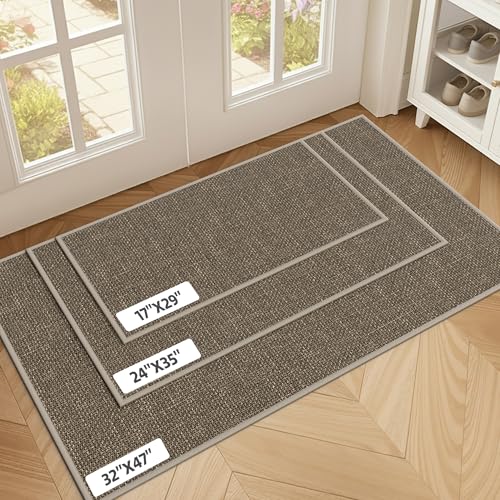 Indoor Door Mats 17"x29" Door Mat Indoor Entrance Resist Dirt Inside Washable Non Slip Entry Rugs for Entryway, Brown - color: Brown, size: 17"x29"