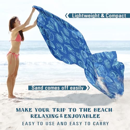 Famstar Beach Blanket Sandproof Waterproof 78''×81''1-5Adults Oversized,Compact Lightweight Durable Beach Mat for Travel Camping Hiking Picnic Blanket - color: Shell, size: 78''×81''