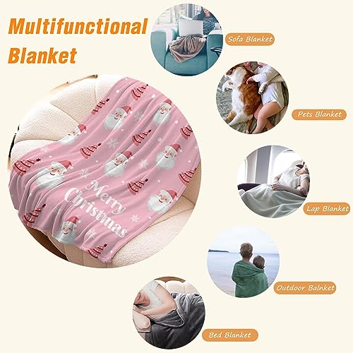 YeeJu Christmas Throw Blanket Kids Small Pink Santa Claus Blanket for Girls Boys Child Baby Bed Soft Lightweight Fuzzy Plush Fleece Blankets and Throws Xmas Winter Holiday Blanket 40x50 - color: Chrsitmas-06, size: 40"x50"