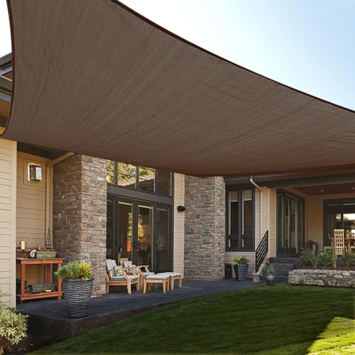 LOVE STORY 6.5/10/12/13/14/16/20 FT Sun Shade Sail Rectangle Sunshade UV Block Patio Shade Sail for Garden Backyard, 6.5' x 10' Brown - color: Brown, size: 0 6.5' x 1 0'