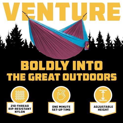 Wise Owl Outfitters Camping Hammock – 500lbs Portable Hammock with Tree Straps - Travel, Backpacking, Hiking, Outdoors Camping Gear - Single or Double - color: Fuchsia & Sky Blue, size: Double