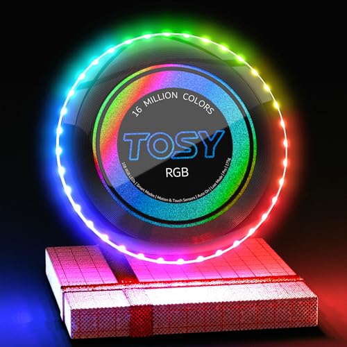 TOSY Flying Disc - 108 RGB Multicolor or 36 Monocolor LEDs, Super Bright, Smart Modes, Easter Basket Stuffers Gift, Camping Toy for Kid/Teen/Adult, Auto Light Up, Rechargeable, Waterproof, 175g - color: Rgb Disc (Mixed Set)