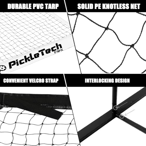 PICKLETECH 4.0 Slim Version Portable Pickleball Nets Outdoor Game 22 FT Pickleball Net-USAPA Regulation Size-Pickle Ball Net System with Carrying Bag for Driveway - color: Black, size: 3in 1
