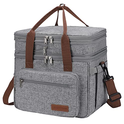 Maelstrom Lunch Box, 23L Insulated Lunch Bag, Expandable Double Deck Cooler Bag, Lightweight Leakproof Tote Bag With Side Tissue Pocket, Suit For Men and Women (B. Gray) - color: B. Gray