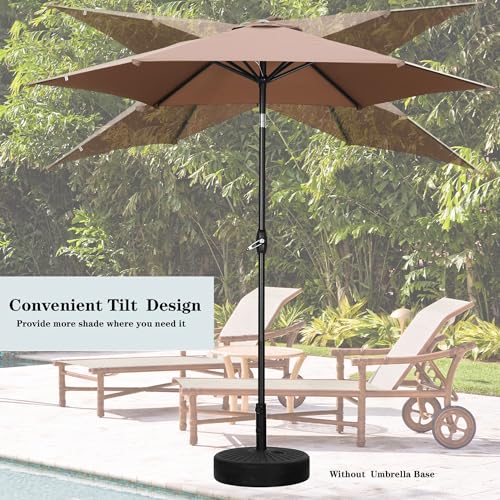 HYD-Parts 9FT Patio Umbrella Outdoor Table Umbrella,Market Umbrella with Push Button Tilt and Crank for Garden, Lawn, Deck, Backyard & Pool, No Base (Coffee) - color: Coffee, size: Umbrella Only