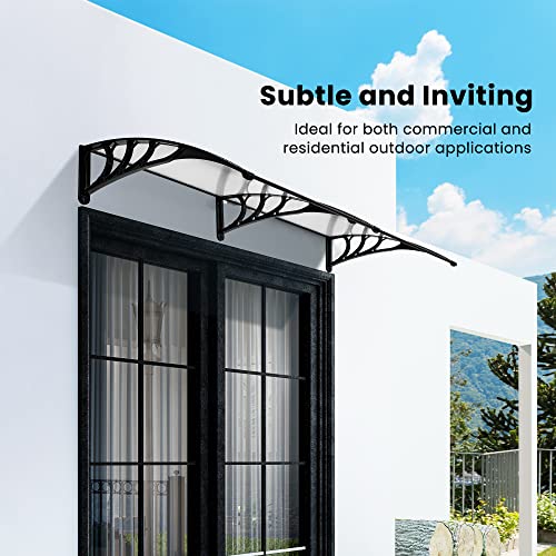 VIVOHOME Polycarbonate Window Door Awning Canopy Transparent with Black Bracket 40 Inch x 80 Inch - color: Transparent, size: 40 Inch X 80 Inch