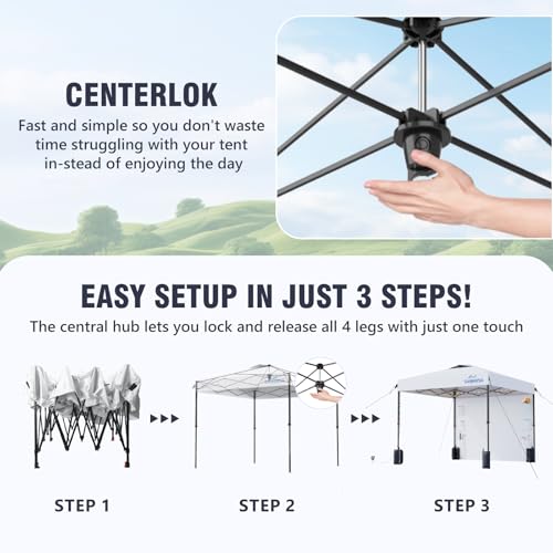 10X10 Pop Up Canopy Tent,Removable Pockets Sidewall for Extra Storage,Easy Up Canopy,Heavy Duty One Person Set Up Event Tent,White - style: 10x10 FT