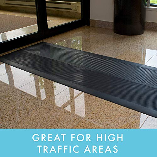 CLIMATEX Indoor/Outdoor Rubber Runner Mat, Door Mat For Floor Protection, 27" X 10', Black (9A-110-27C-10) - size: 120"L x 27"W x 0.1"Th