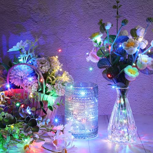 Remagr Fairy String Lights Battery Operated Green Wire LED Waterproof String Lights with Remote 8 Modes for Winter Tree Patio Garden Backyard Home Indoor Outdoor(33ft,Colorful,4 Pack) - color: Colorful, size: 33ft